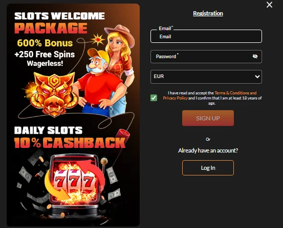 Slots Dynamite casino registration form